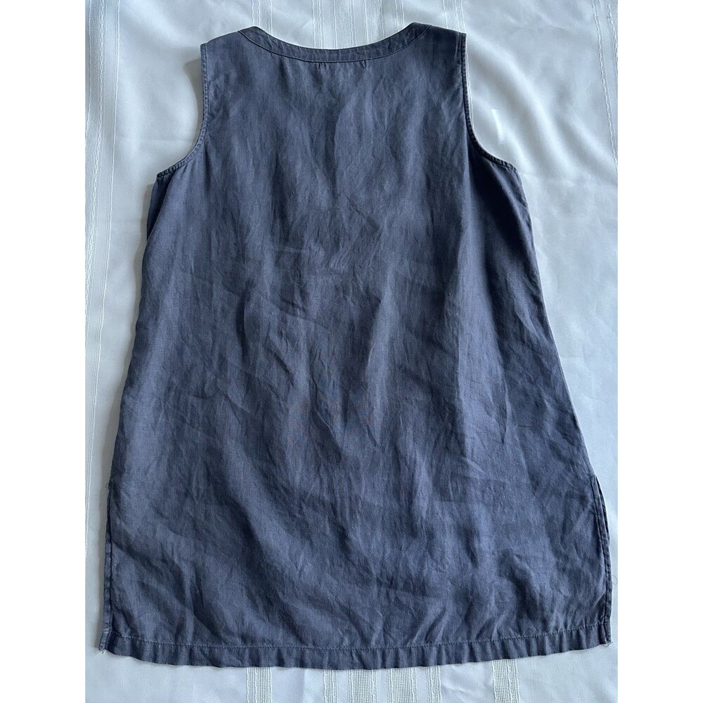 Ellen Tracy 100% Linen Top Size S Gray Gold Zip Tunic Tank - Picture 7 of 14